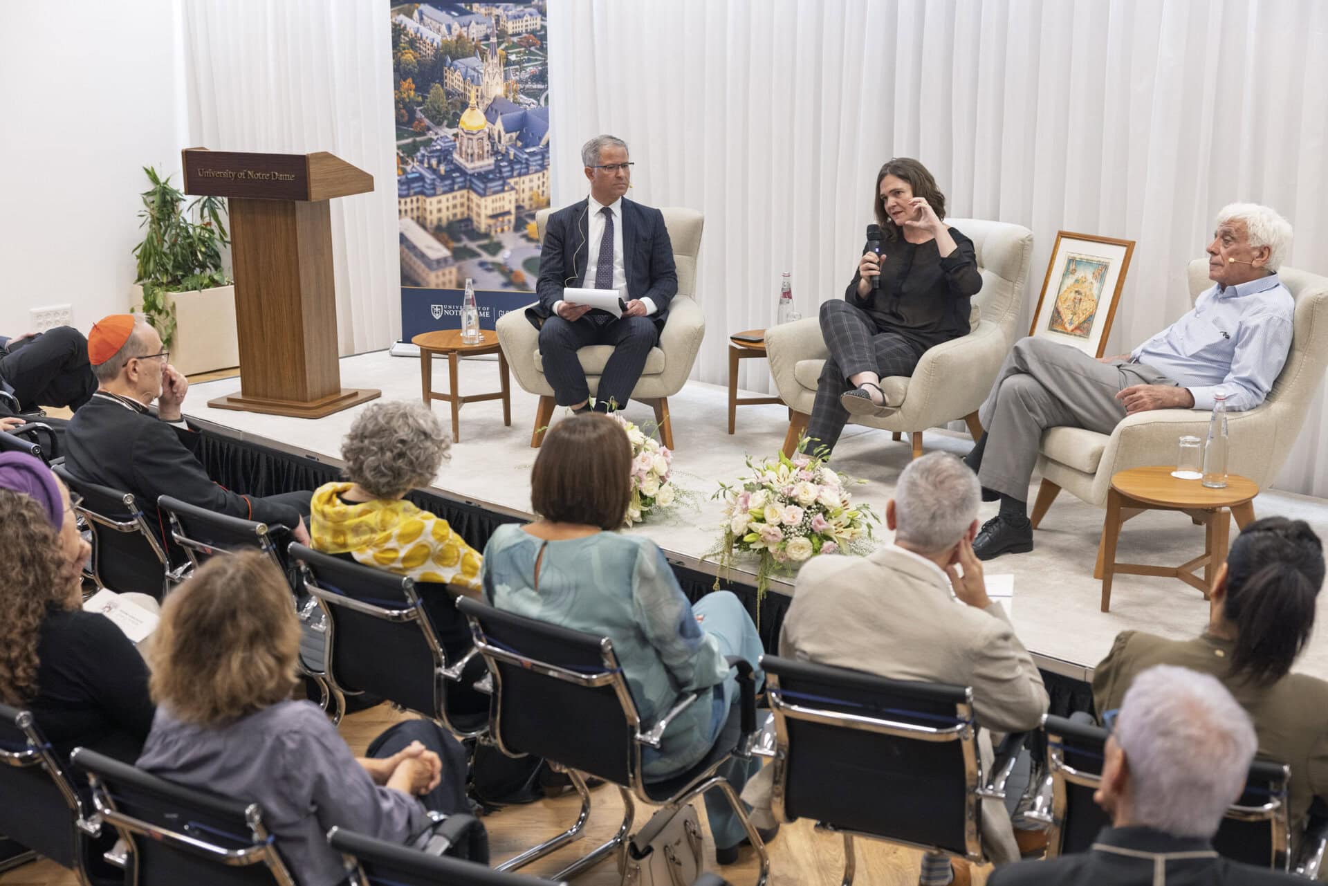 Daniel Schwake, Karma Ben Johanan and Sari Nusseibeh in a panel discussion at the Within Your Gates launch event, Jerusalem, September 2026